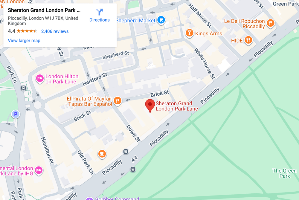 Sheraton Grand London Park Map Sheraton Grand London Park Map